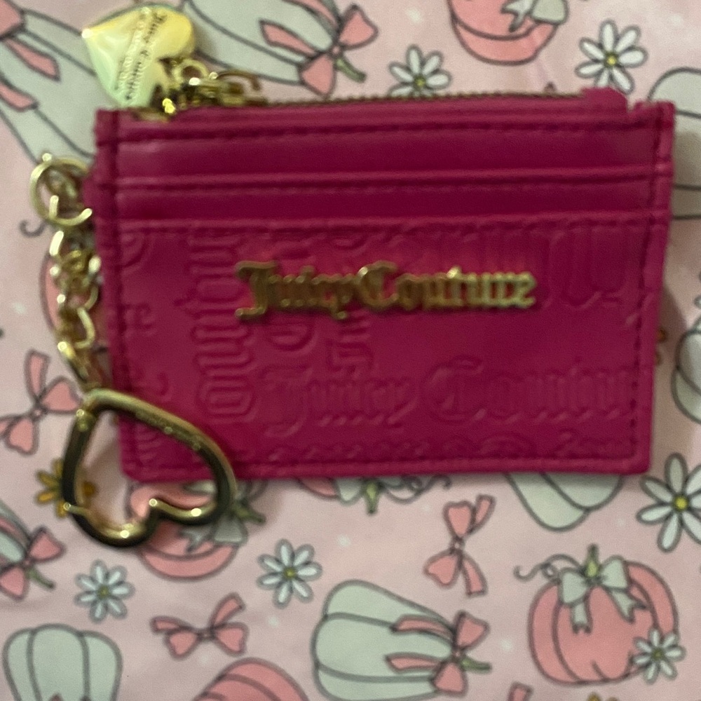 Juicy Couture Fuchsia Card Holder with Gold Accents